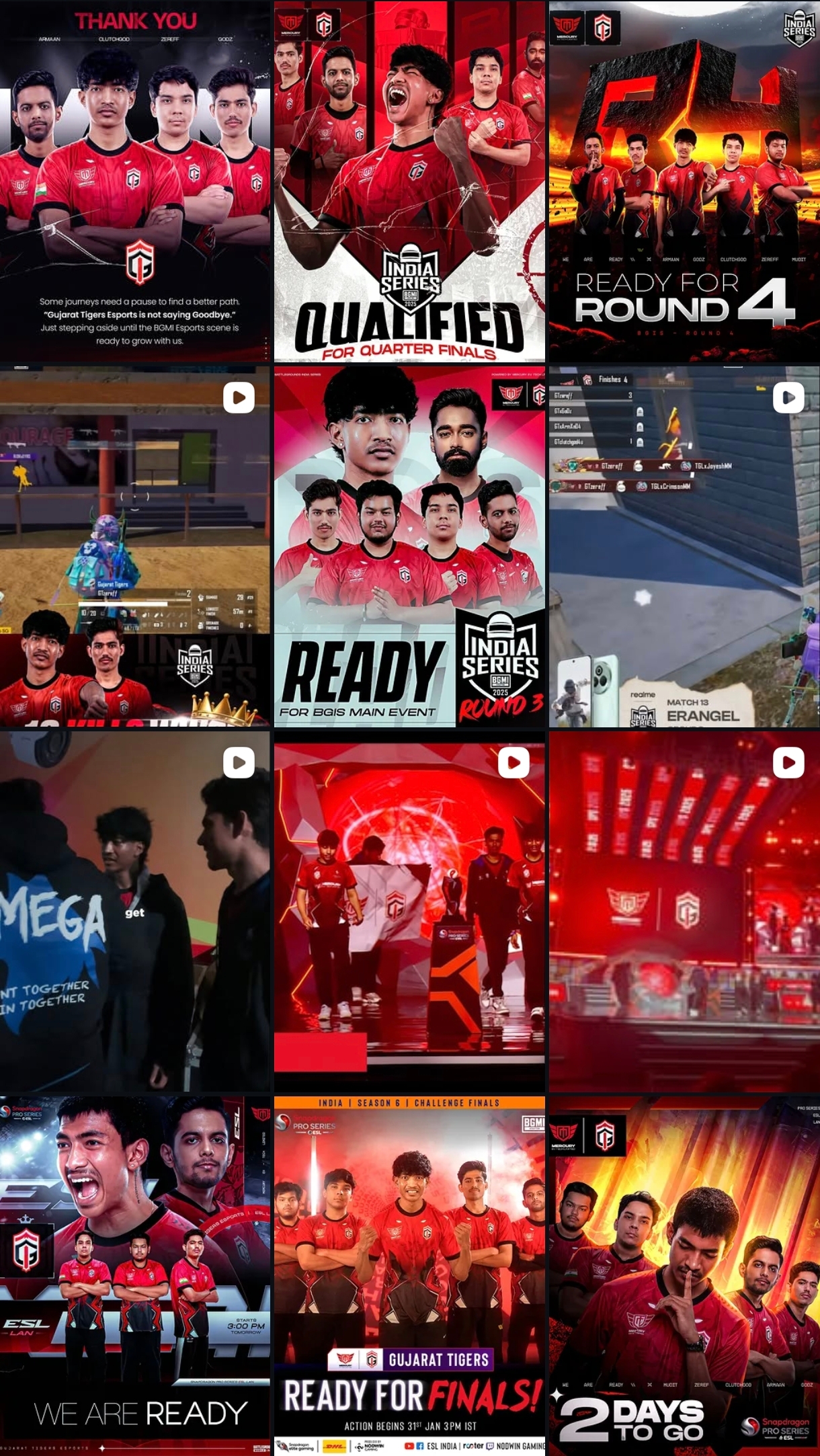 Gujarat Tigers Instagram Roster Announcement Grid Deliverable